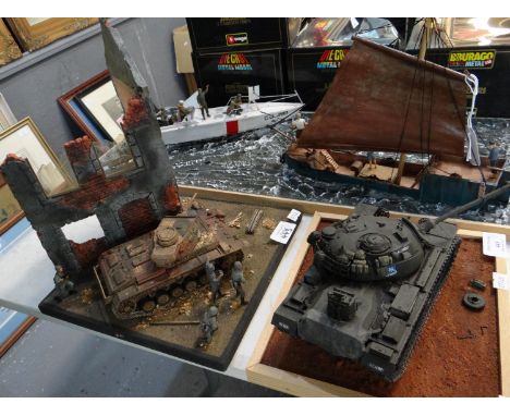 Two scale model dioramas of M48 Pattern Tank and a Panzer 3 Tank.  (B.P. 21% + VAT) 