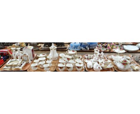 Five trays of Royal Albert 'Old Country Roses' English fine bone china to include: a fourteen piece coffee set with coffee po