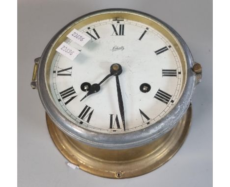 Schatz brass two train bulkhead ship's clock. (B.P. 21% + VAT)
