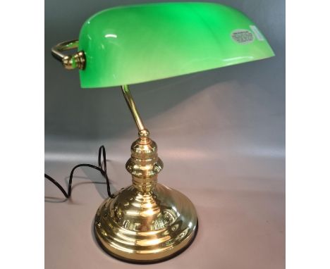 Modern brass bankers desk lamp with green shade.  (B.P. 21% + VAT) 