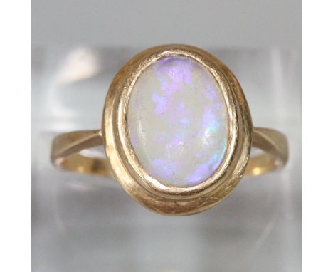 14K gold opal dress ring.  size L1/2.  3g approx.  (B.P. 21% + VAT) 