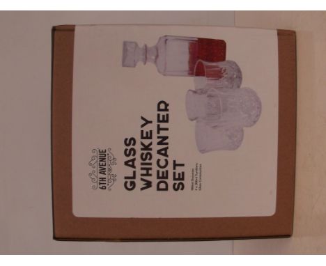 6th Avenue glass whiskey decanter set, boxed as new