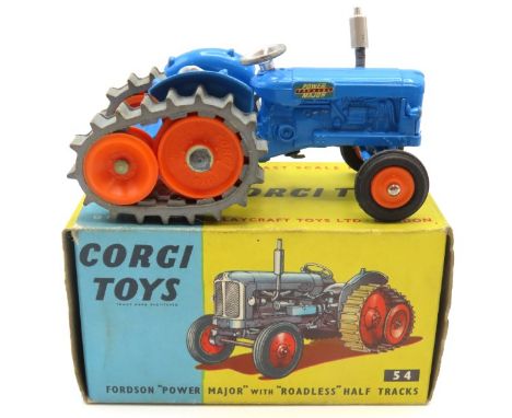 A boxed Corgi diecast farm model No. 54 Fordson "Power Major" with "Roadless" Half Trucks tractor 