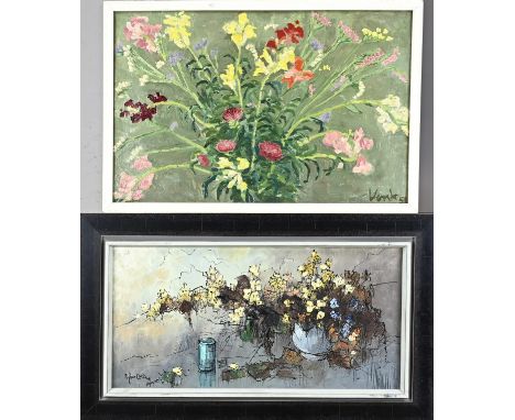 Two still lifes. 1x R. Juan Coctave + 1x Ton Vonk '51. Oil on linen. Dimensions: H 30 x W 60 cm. / H 40 x W 60 cm. In good co