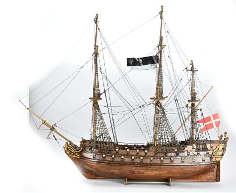 Wooden model ship, after the Norwegian Lion. Antique look, but 20th century. Dimensions: 89 x 110 x 33 cm. In good condition.
