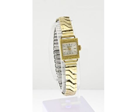 Vintage Glashutte women's watch, mechanical, a square case, a silver-colored dial attached to a double stretch strap. width 1