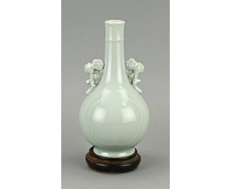 Chinese porcelain celadon vase on pedestal. 20th century. Dimensions: H 21 cm. In good condition.