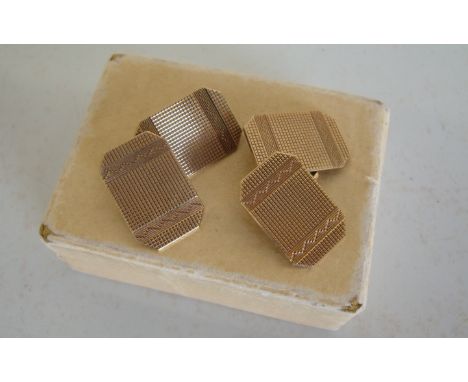 A pair of 9ct gold engine turned cufflink's 