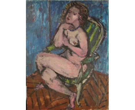 R Guillemart - Oil on Board - Nude C1915 Paris - signed and dated - 68 x 50cms