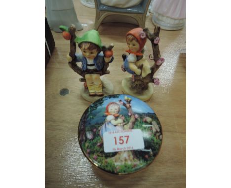 A Hummel Music Box and two Goebel figurines 