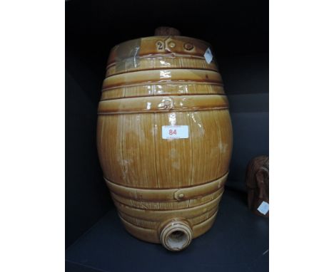 A glazed ceramic barrel with tape, Murray and co glasgow