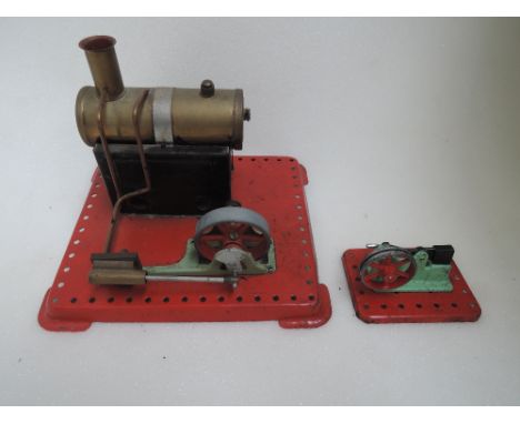 A Mamod stationary live steam engine and accessories