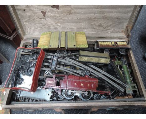 A selection of O gauge including Hornby tank engine numbered 2180, Bing carriage, track etc