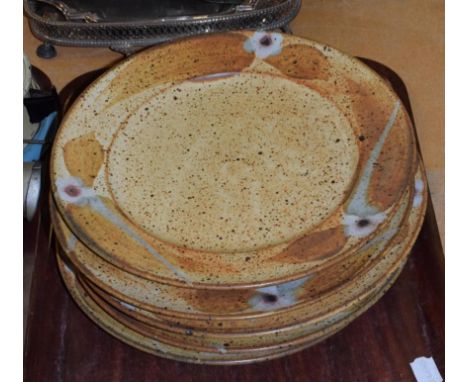 A set of six studio pottery dinner plates by David Lloyd Jones