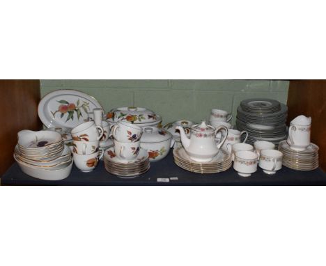 Two part Worcester dinner services, Woodland pattern and Evesham pattern; together with a part Paragon tea service