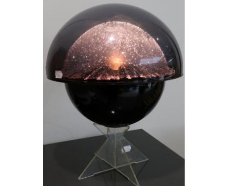 A 1970s Dark Tinted Perspex Fibre Optic Mushroom Shaped Lamp, by Chatsworth Ltd, England, in working condition with changing 