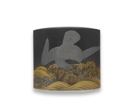 KOMA YASUTADAA Black-Lacquer Three-Case Inro Edo period (1615-1868), 19th centuryThe broad, flattened rich roiro (black-lacqu