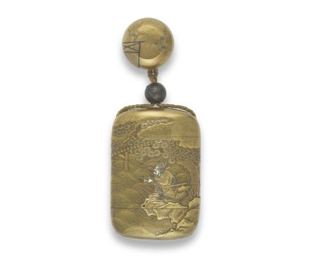 SHOKASAI AND SHIBAYAMA LINEAGEAn Inlaid and Gold-Lacquer Four-Case Inro Meiji era (1868-1912), late 19th/early 20th century T