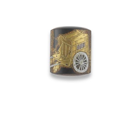 TSUCHIDA SOETSUA Black-Lacquer Small Three-Case Inro Edo period (1615-1868), 18th centuryThe roiro ground decorated in gold t