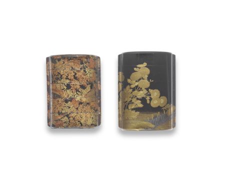 TWO LACQUER FOUR-CASE INROEdo period (1615-1868), probably 18th centuryThe first decorated in gold lacquer and red takamaki-e