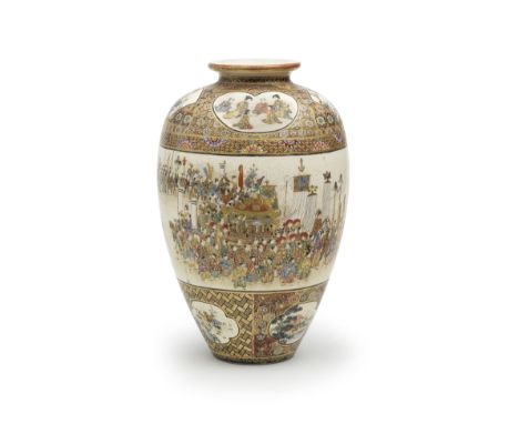 CHIKUSAIA Satsuma Ovoid Vase Meiji era (1868-1912), late 19th/early 20th centuryDecorated in enamels and gilt, the continuous