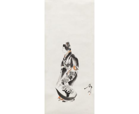 ATTRIBUTED TO TSUKIOKA YOSHITOSHI (1839-1892)Woman out Walking  Edo period (1615-1868) or Meiji era (1868-1912), late 19th/ea