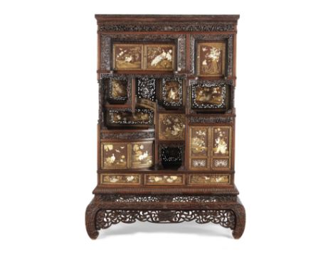 A SHIBAYAMA-INLAID AND LACQUERED WOOD KAZARIDANA (DISPLAY CABINET)Meiji era (1868-1912), late 19th/early 20th centuryConstruc