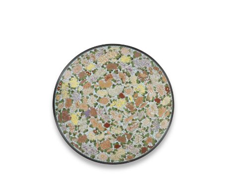 A CLOISONNÉ-ENAMEL DISHMeiji era (1868-1912), late 19th/early 20th centuryWorked in silver wire with a mass of tightly cluste