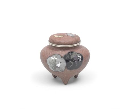 A CLOISONNÉ-ENAMEL KORO (INCENSE BURNER) AND COVERMeiji era (1868-1912), late 19th/early 20th centuryThe body applied with th