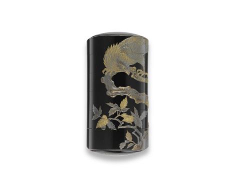 KOMA KORYU LINEAGEA Black-Lacquer Five-Case Inro Edo period (1615-1868), probably 19th centuryThe vertical rectangular body w