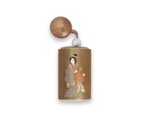 UEMURA ENSHU (BORN 1955)A Gold-Lacquer Three-Case Inro with Matching Manju Netsuke Showa (1926-1989) or Heisei (1989-2019) er