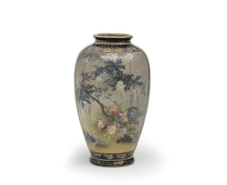 KINKOZANA Satsuma Ovoid Vase Meiji era (1868-1912), late 19th/early 20th centuryDecorated in enamels and gilt, the body with 