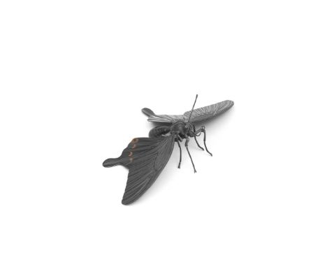 MYOCHIN LINEAGEAn Inlaid Shakudo Jizai Okimono (Articulated Model) of a Swallowtail Butterfly Meiji era (1868-1912), late 19t