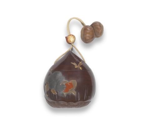 SHIBATA ZESHIN (1807-1891)A Lacquered-Wood Tonkotsu (Tobacco Pouch) or Zansaisage (Container for Food Scraps) in the Form of 