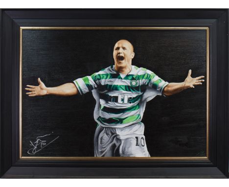 * CONTEMPORARY SCOTTISHJOHN HARTSONacrylic on canvas67cm x 98cmSigned by both artist (indistinctly) and player, and framedThe