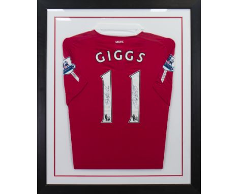 RYAN GIGGS AUTOGRAPHED MANCHESTER UNITED JERSEYthe No. 11 jersey, framed and under glass; along with a pair of boots autograp