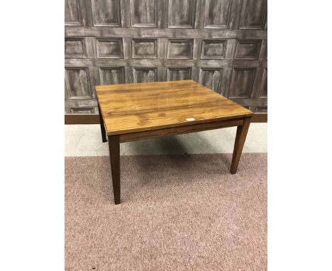 PAIR OF SQUARE ROSEWOOD OCCASIONAL TABLES by Robert Heritage for Archie Shine, on square tapered legs, 72 cm wideNote:  This 