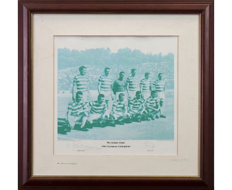 * TOM CROFT'THE LISBON LIONS, EUROPEAN CHAMPIONS'limited edition print (339/600)16cm x 27cmSigned by both the artist, also by