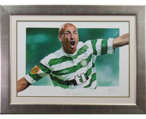 LIMITED EDITION PRINT OF HENRIK LARSSON - 'THE MAGNIFICENT 7'no. 412/750, of Henrik Larsson playing in the 2003 EUFA Cup fina