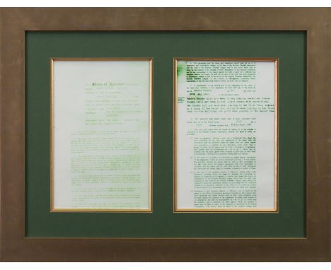 FACSIMILE OF JOCK STEIN'S CELTIC PLAYING CONTRACTdetailing the original minute of agreement between James McGrory and Stein f