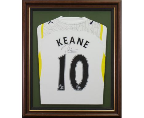 ROBBIE KEANE AUTOGRAPHED TOTTENHAM FOOTBALL CLUB JERSEYthe No. 10 jersey, circa 2009-10, framed, and under glassThe following