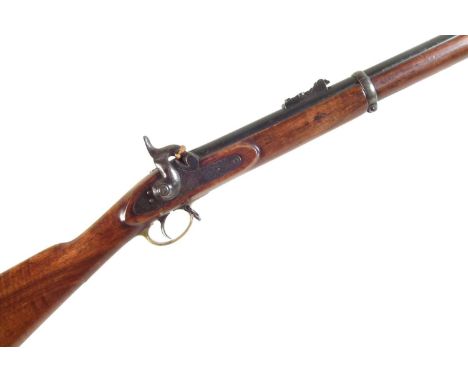 Enfield three-band percussion .577 rifle, the 36 inch fitted with ladder sight and marked on 1857 dated Tower VR lock, the st