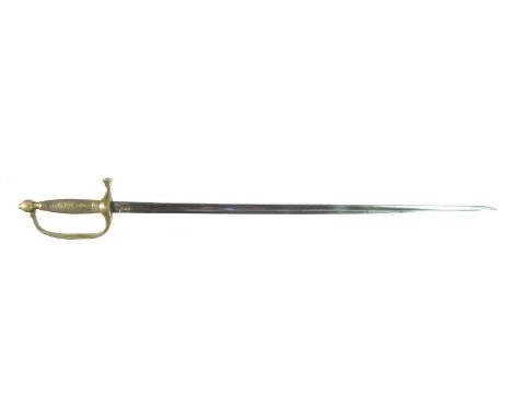 US Army Model 1840 NCO sword, by Ames Manufacturing Company, the blade marked Ames Mf&amp;C. TKL 1864, the guard stamped JH.8