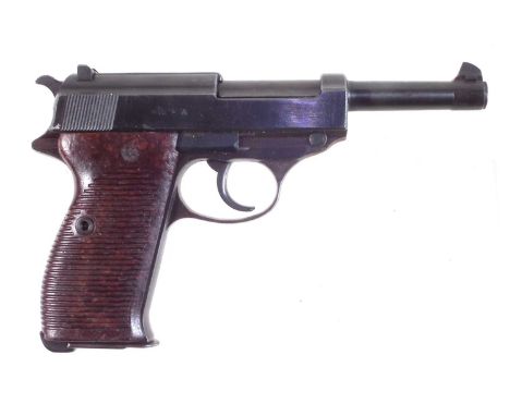 Deactivated Walther P38 9mm pistol, 2.5 inch barrel, fully Waffenamt stamped and marked 'byf4' serial number 1254hDeactivated