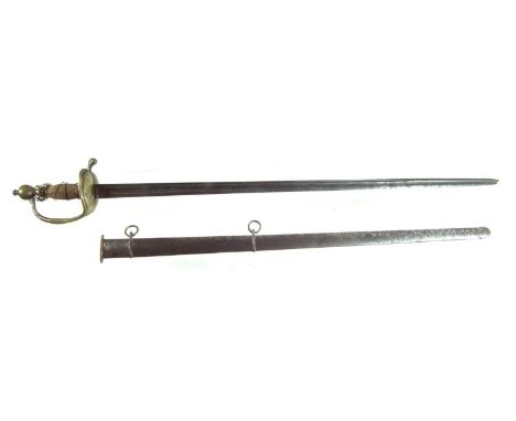 Mid 18th century infantry officer's hanger, the first quarter of the blade with a double edge, the rest of the blade single e