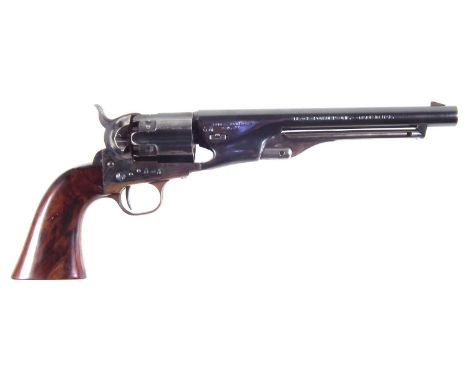 Uberti Colt 1860 model army .44 percussion revolver, with 8 inch barrel, and fluted cylinder, serial number 82709UK RFD OR FI