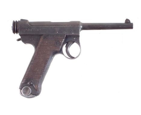 Deactivated Japanese WWII Nambu 8mm semi-automatic pistol, with 4 inch barrel, serial number 45342.Deactivated in 2020 to cur