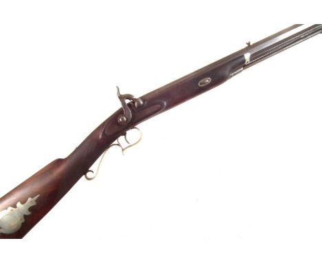 Percussion Great Plains .40 calibre rifle by J. Gurd and Son, with 32.5 inch barrel, faintly engraved J. Gurd and Son, octago