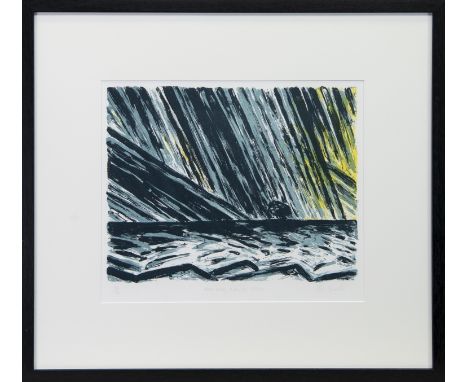 * JOHN HOUSTON OBE RSA RSW RGI SSA (SCOTTISH 1930 - 2008), BASS ROCK, EVENING STORM lithograph on paper, signed and numbered 