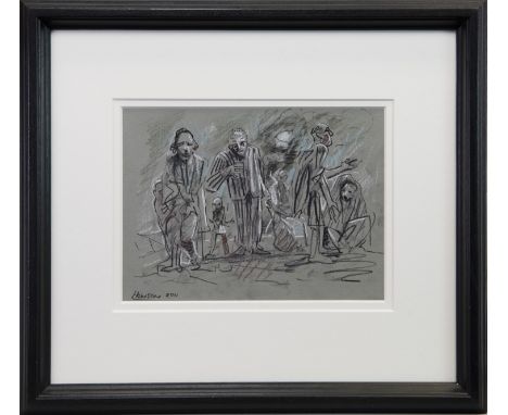 * PETER HOWSON OBE (SCOTTISH b 1958), STUDY FOR PRISONERS OF WAR mixed media on paper, signed and dated 2011 23cm x 30cm Moun